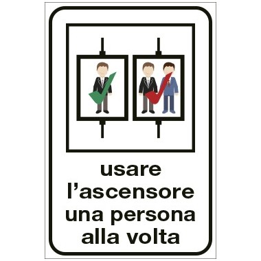 Etichetta Attacca e Stacca: Usare l'ascensore una persona alla volta
