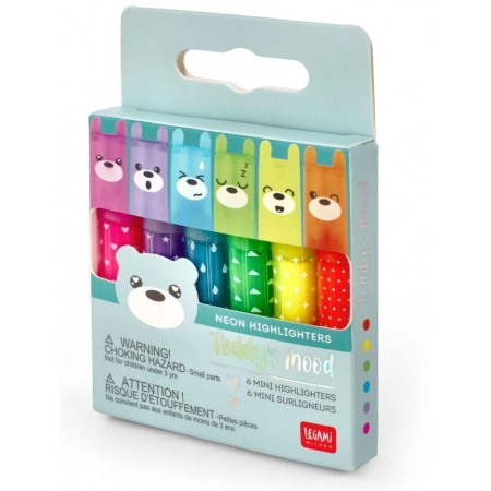 Set di 6 Mini Evidenziatori - Teddy's Mood - Legami