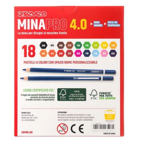 Confezione da 18 Pastelli Seven Mina Pro 4.0 mm