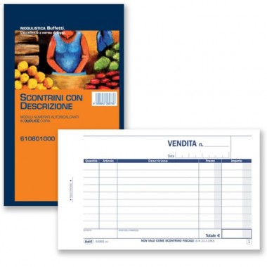 Scontrini numerati con descrizione Scontrini numerati con descrizione