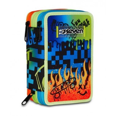 Astuccio 3 zip Seven Scribbled Flame Astuccio 3 zip Seven Scribbled Flame