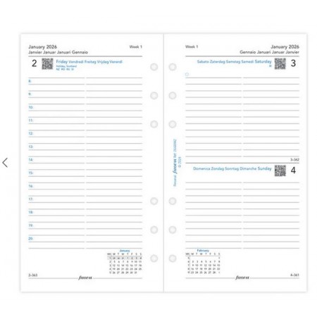 Calend. 1 Giorno per Pagina Personal - Multilingua 2027 Filofax