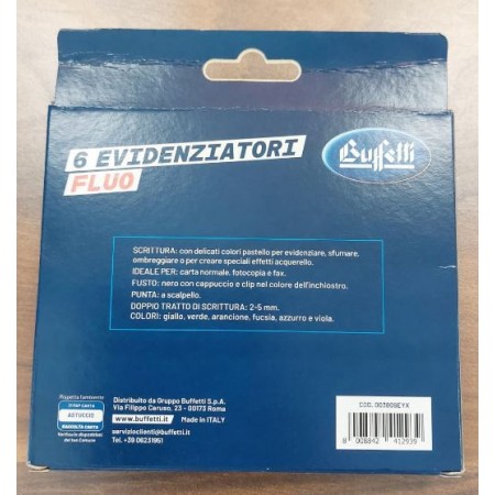 Set 6 pz fluo Buffetti