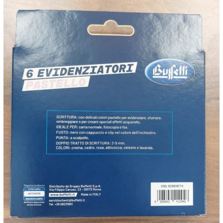 Evidenziatori Set 6 pz pastel Buffetti