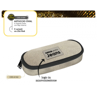 Astuccio Oval Tinta Unita Jeans glitter