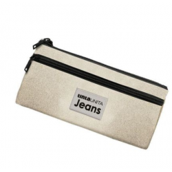 Astuccio con 2 zip Tinta Unita Jeans glitter 2