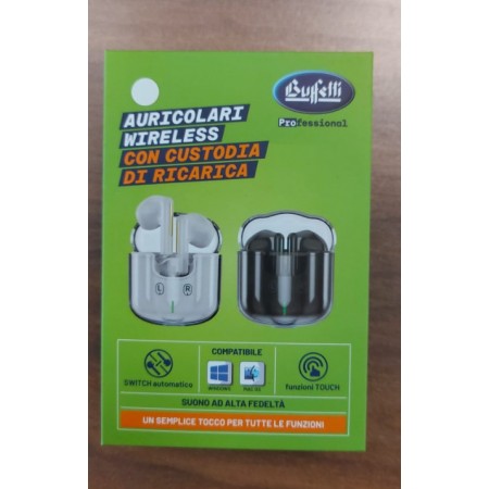 Auricolari stereo bluetooth con custodia di ricarica - Buffetti Auricolari stereo bluetooth con custodia di ricarica - Buffetti