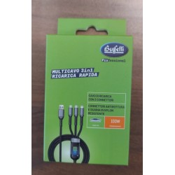 Cavo 3in1 Type-C - Lightning - MicroUSB - 100W