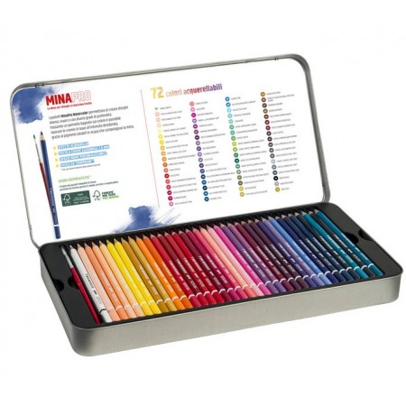 Scatola in metallo 72 Pastelli a Colori Seven Mina Pro Watercolor Scatola in metallo 72 Pastelli a Colori Seven Mina Pro Watercolor