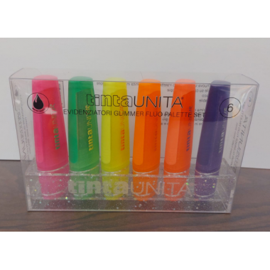 Evidenziatori Glimmer Fluo Palette Set Tinta Unita 6 varianti colore