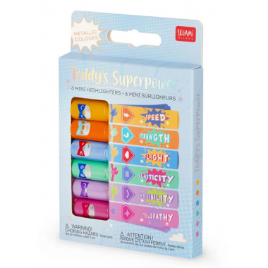 Set di 6 Mini Evidenziatori - Teddy's Superpower Legami