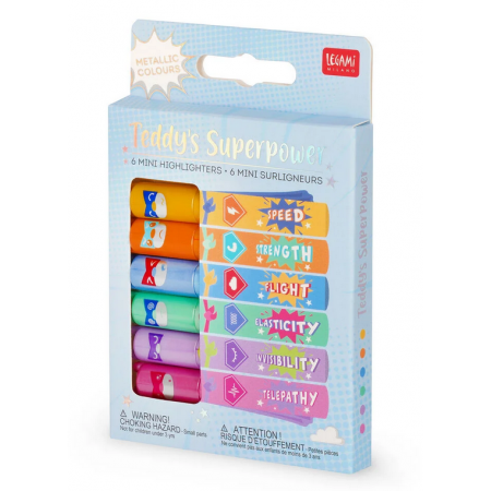 Set di 6 Mini Evidenziatori - Teddy's Superpower Legami