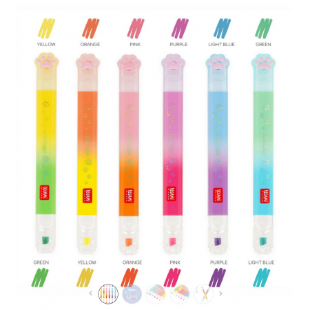 Set di 6 Evidenziatori Doppia Punta Kitty - Meow Legami