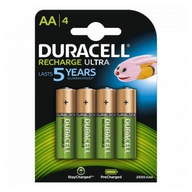 Batterie ricaricabili - stilo - AA - 2500 mAh - 4 pile - Duracell