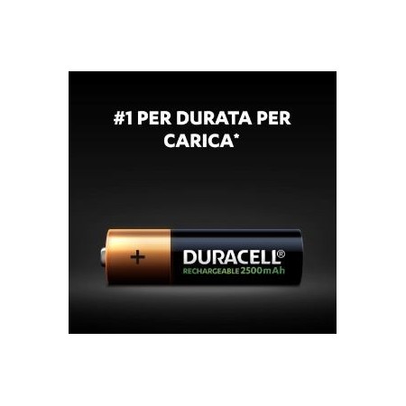 Batterie ricaricabili - stilo - AA - 2500 mAh - 4 pile - Duracell
