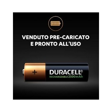 Batterie ricaricabili - stilo - AA - 2500 mAh - 4 pile - Duracell