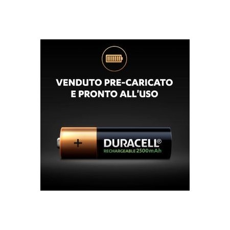Batterie ricaricabili - stilo - AA - 2500 mAh - 4 pile - Duracell