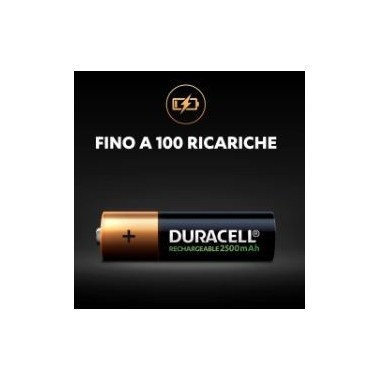 Batterie ricaricabili - stilo - AA - 2500 mAh - 4 pile - Duracell