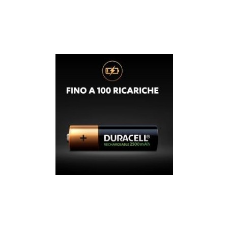 Batterie ricaricabili - stilo - AA - 2500 mAh - 4 pile - Duracell