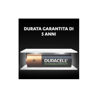 Batterie ricaricabili - stilo - AA - 2500 mAh - 4 pile - Duracell