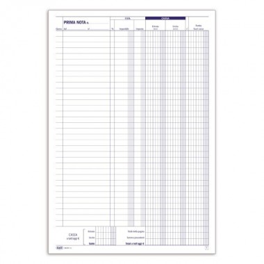 Primanota cassa - Entrate-Uscite-Partite - 50 fogli - 29,7 x 21,5