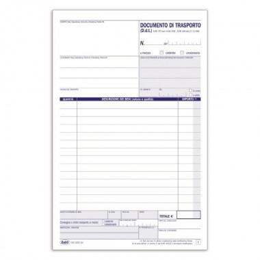 Documento di trasporto - 50 fogli - duplice copia - 21,5 x 14,8 cm