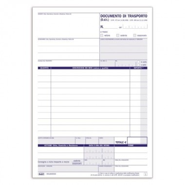 Documento di trasporto - 33 fogli - triplice copia - 21,5 x 14,8 cm