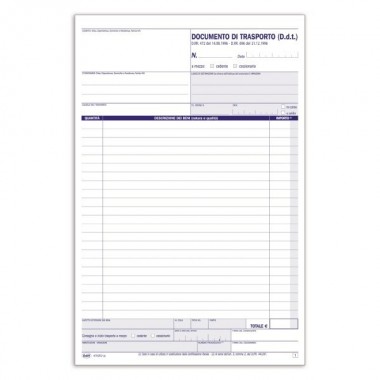 Documento di trasporto - 50 fogli - duplice copia - 29,7 x 21,5 cm