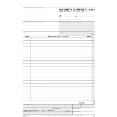 Documento di trasporto - duplice copia - snap out - 31 x 21 cm