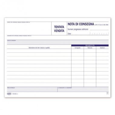 Nota di consegna-tentata vendita - 50 fogli - duplice copia - 14,8 x 21,5 cm